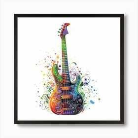 アコースティックギター　ポップアート Pop Art Punk Style Bass Guitar 1 Art Print by SMLThreads - Fy