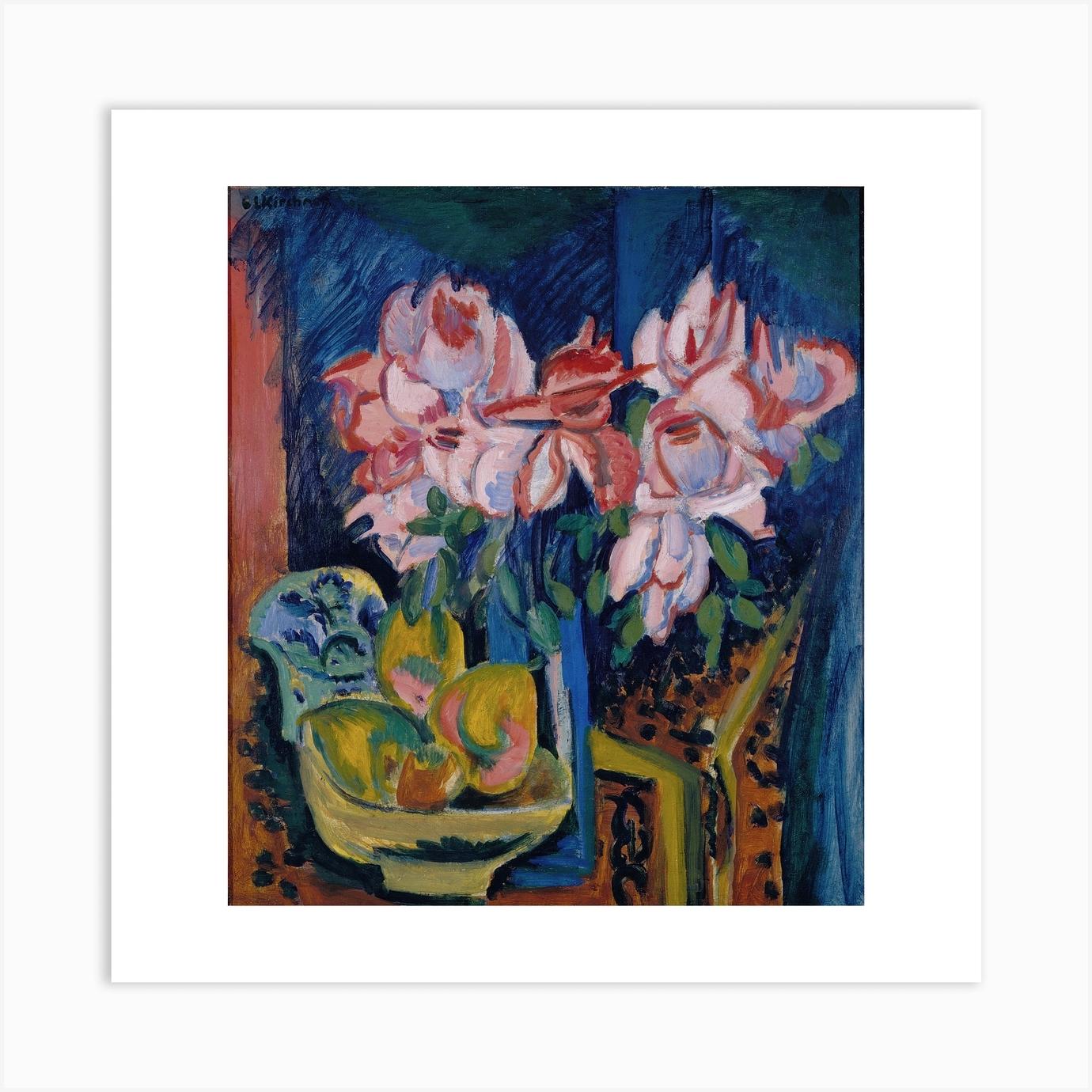 Pink Roses Art Print by Classic Art Collection