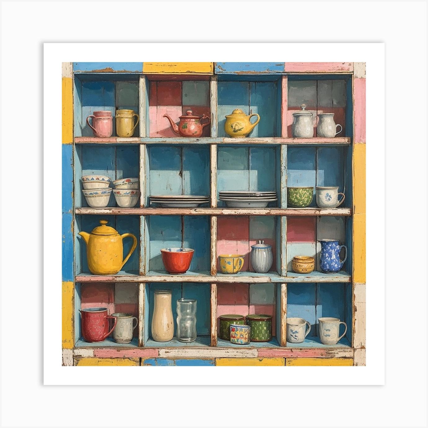 Vintage Pastel Kitchen Shelves 2 Art Print by Artful Appetite