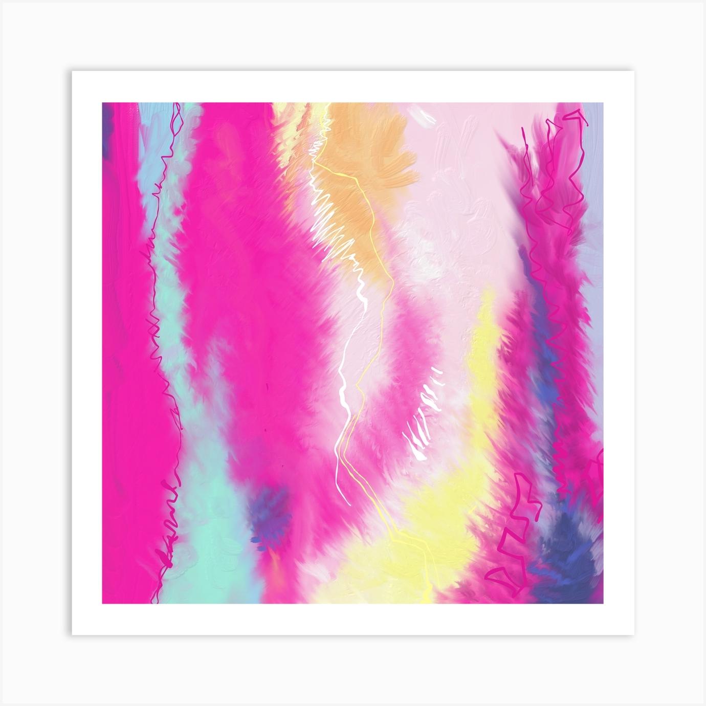 Bright Pink Oil Paint Abstract Art Print by Holly Ruanne Draws