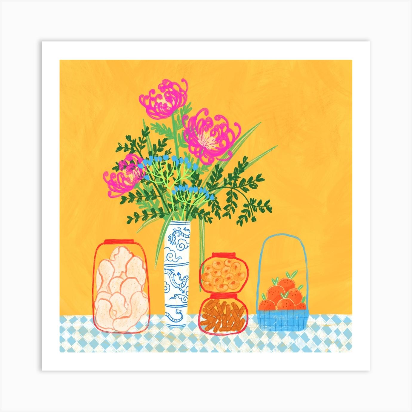 Table Setting Square Art Print by Natelle Quek