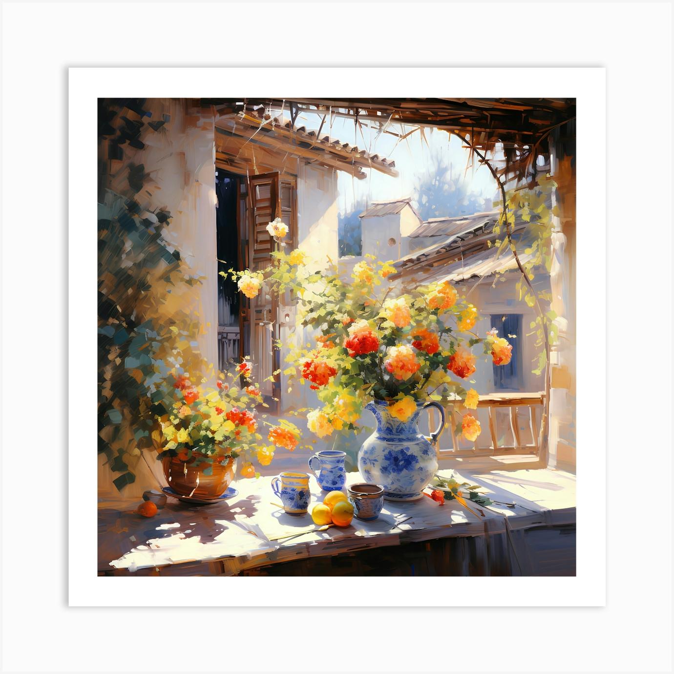 Flowers On The Window Sill Art Print by Artsy Bessy
