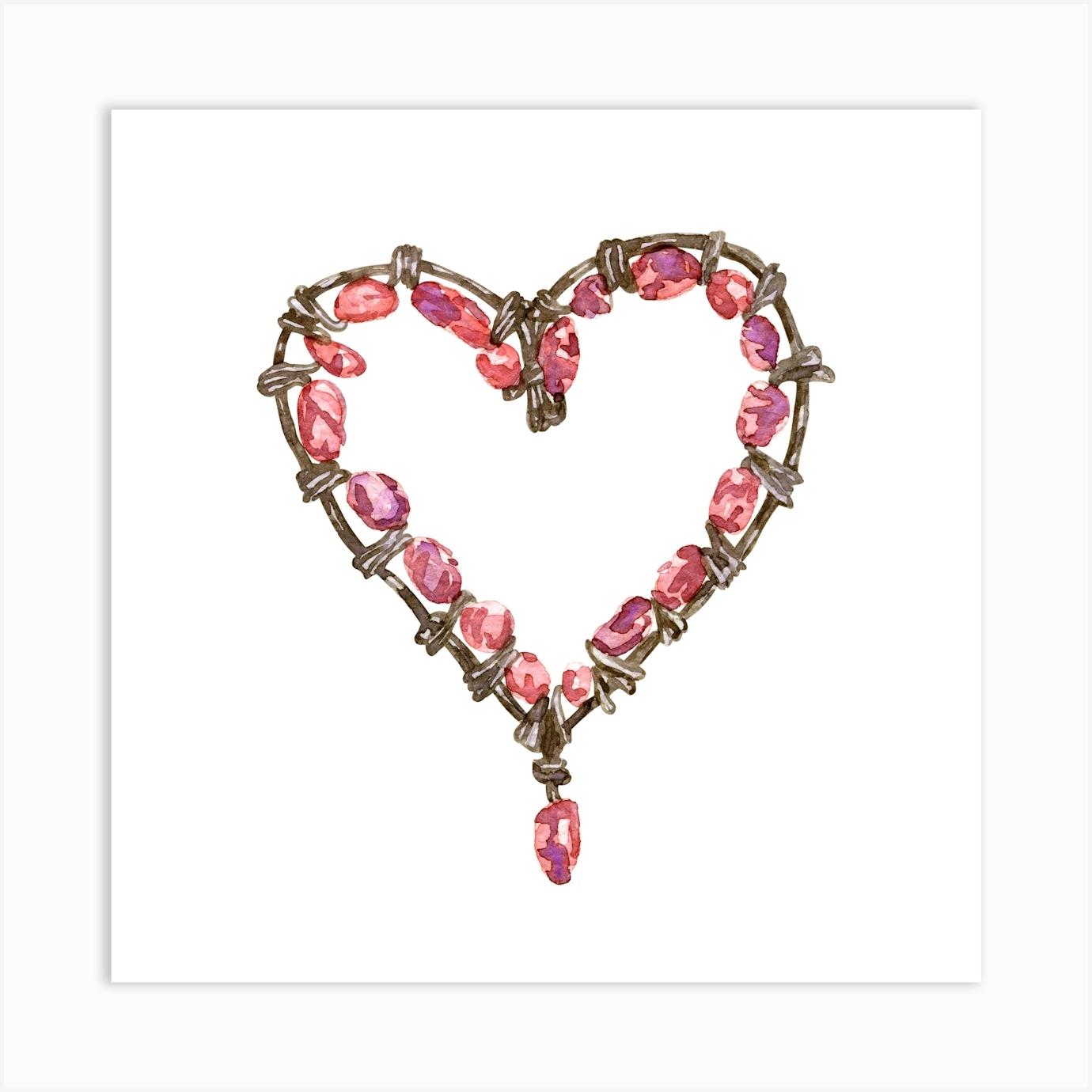 Heart Shaped Necklace Pink Jewelry Art Print by Tanya Sviatlichnaya
