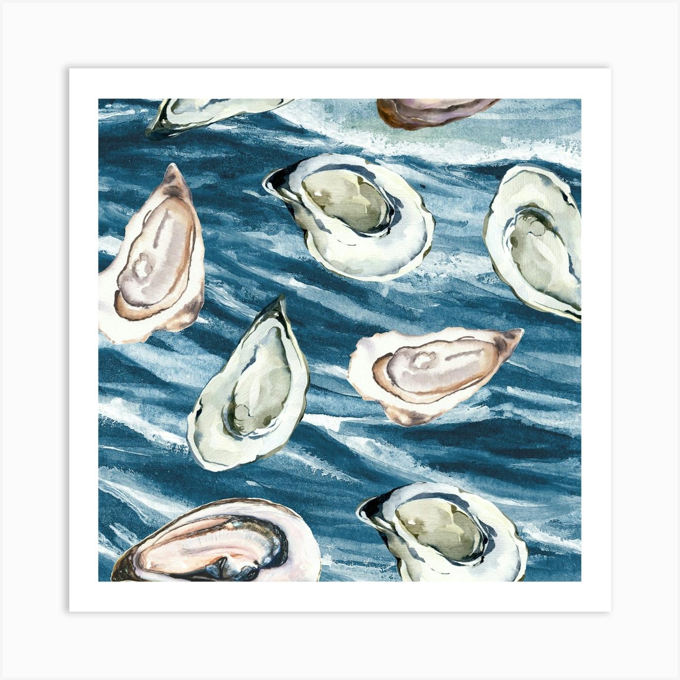 Oysters In The Sea Art Print by Lucent Art Shop