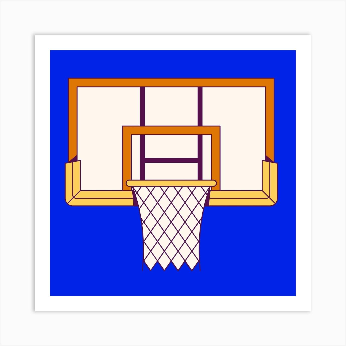 Kids Bedroom Retro Basketball Hoop Art Print by Trendy Wendy