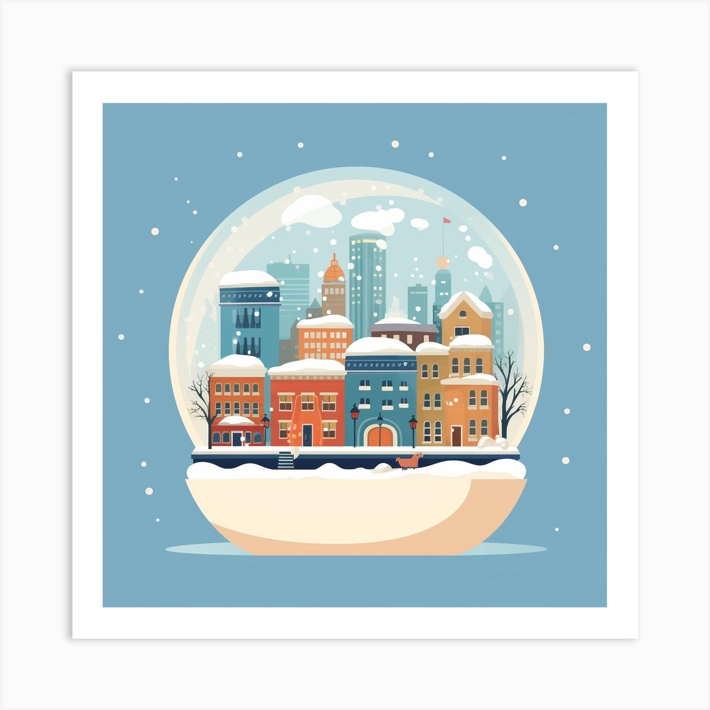 Boston Usa 1 Snowglobe Art Print by Bon Hiver Prints