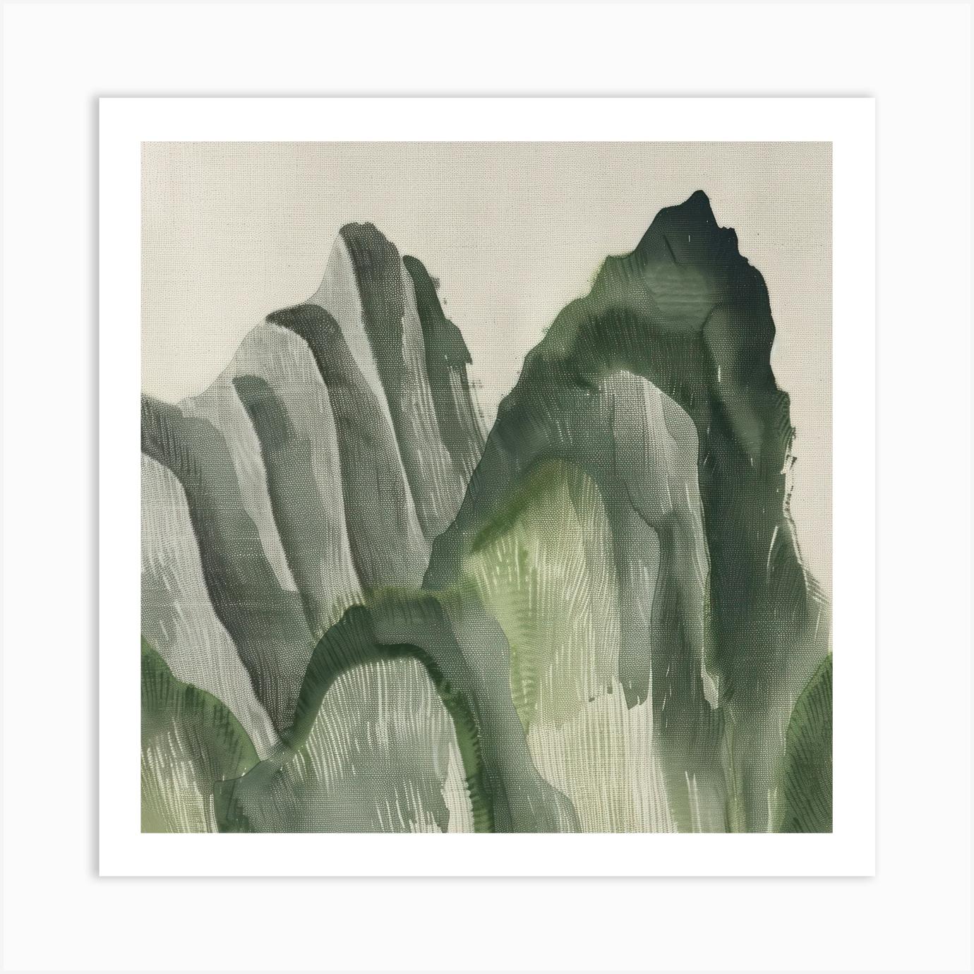 Japanese Watercolour Of Mount Myogi 2 Art Print by Hue Horizons Art Prints
