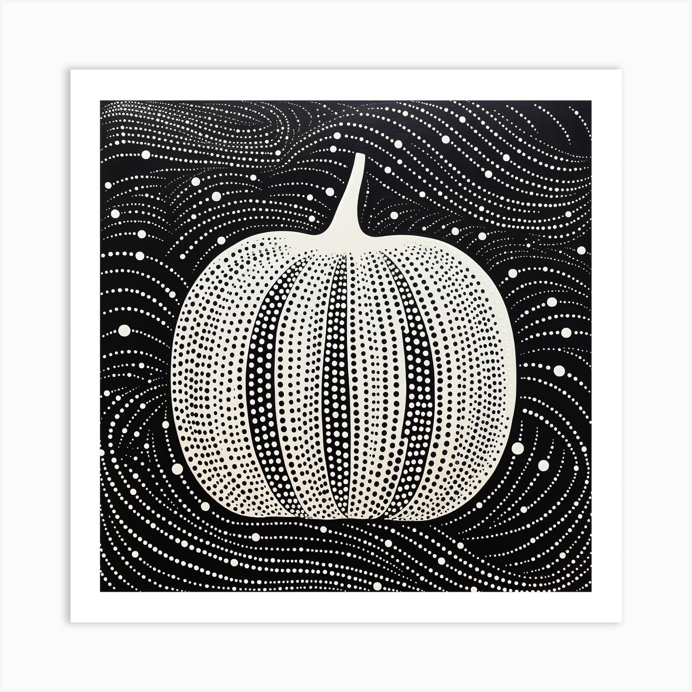 Yayoi Kusama Inspired Pumpkin Black And White 4 Art Print by