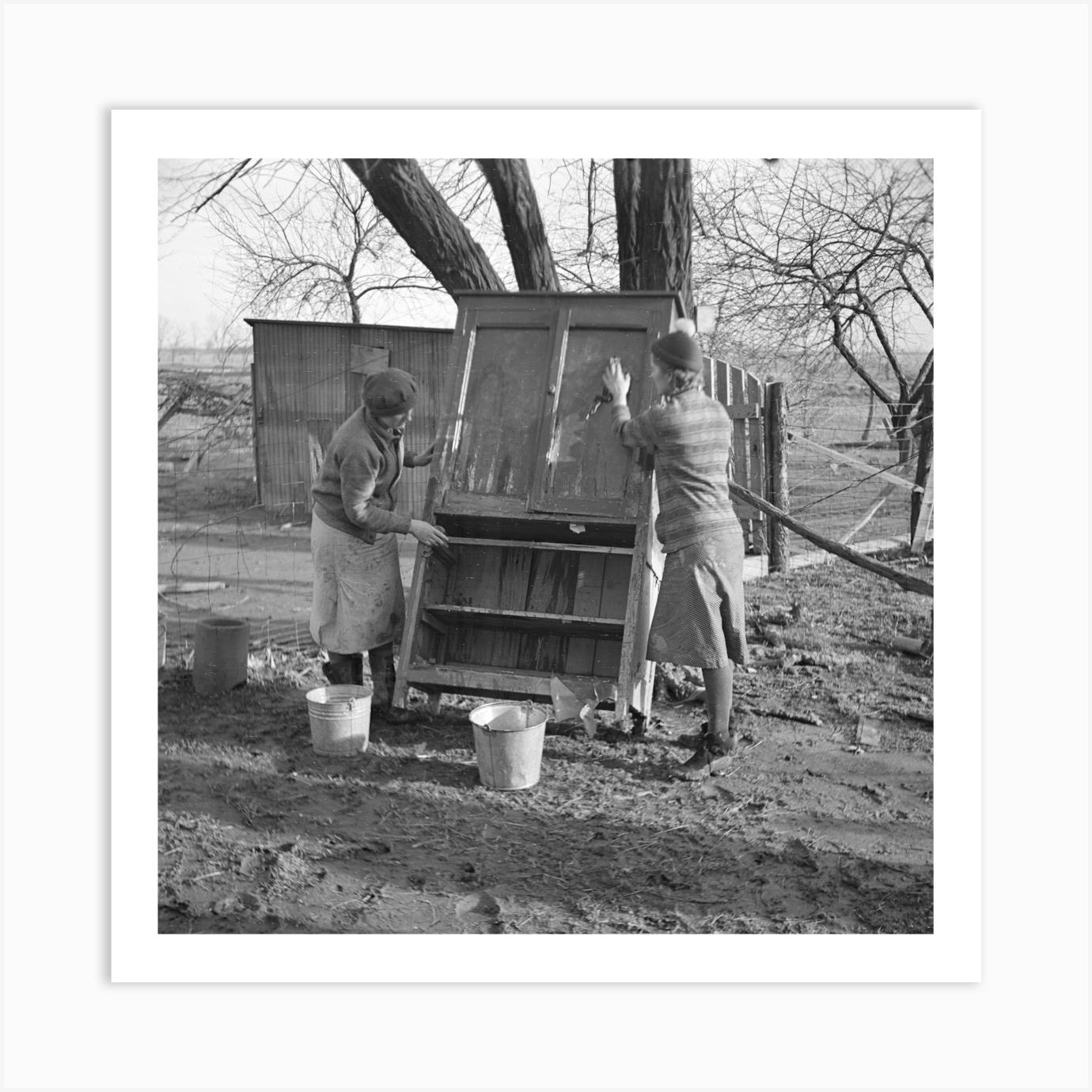 Women Cleaning Mud Off Furniture Damaged By Flood, Posey County, Indiana By Russell Lee Art Print by Fy! Classic Art Prints and Posters