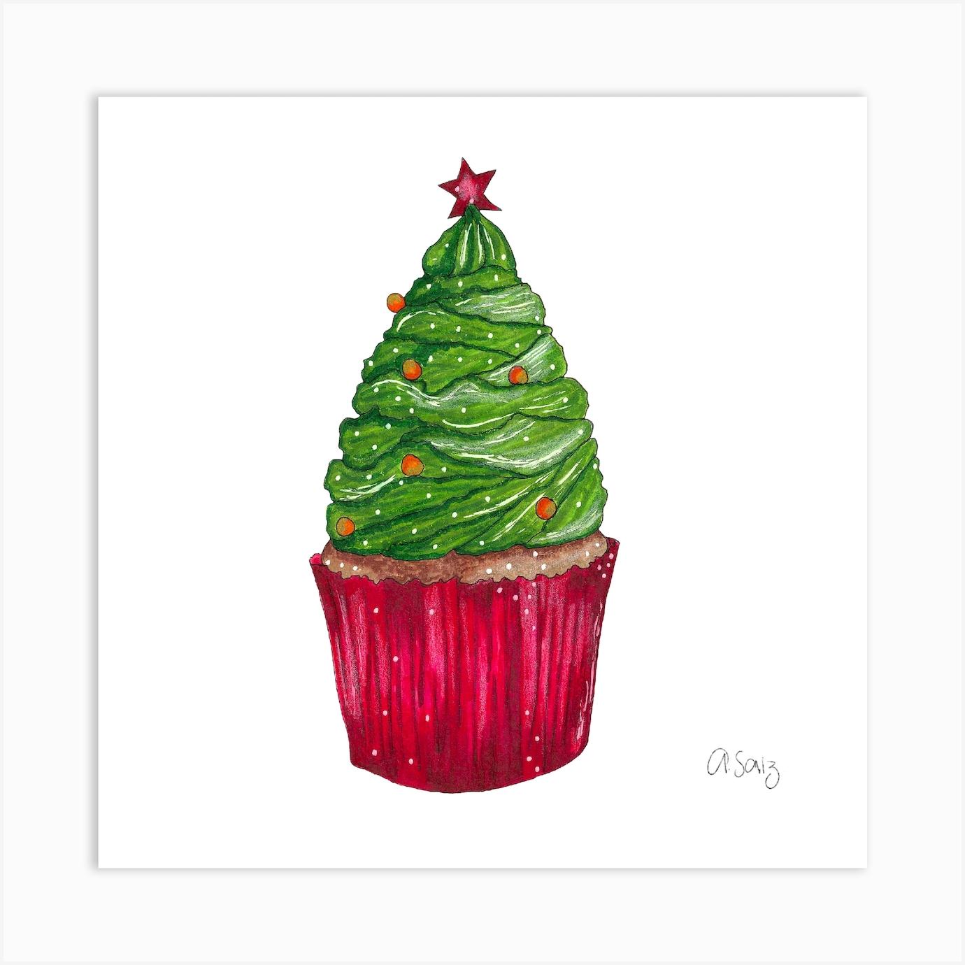 Christmas Cupcake 1 Art Print by Ale Saiz Studio