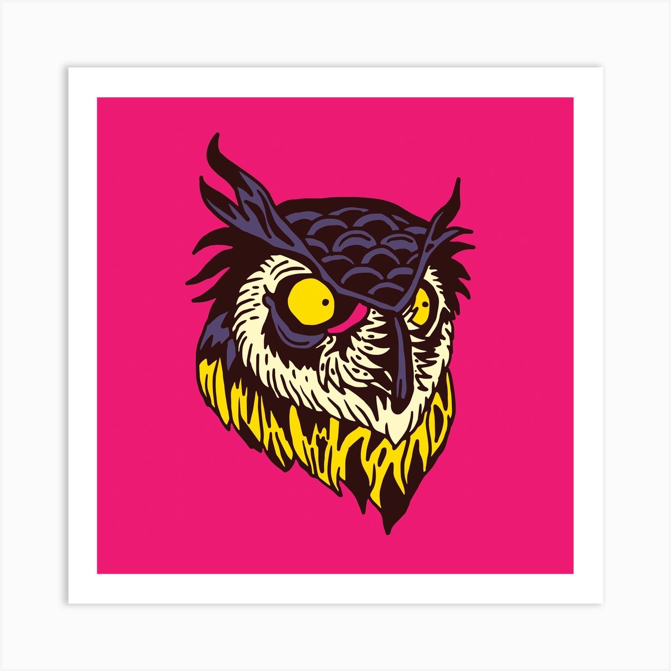 Owl Square Art Print by Nick Cocozza