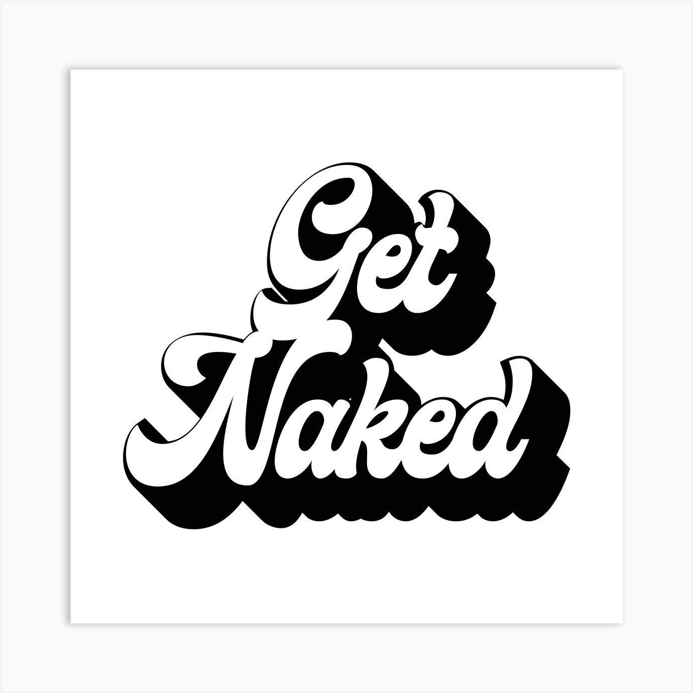 Get Naked Retro Font Square Art Print by Typologie Paper Co