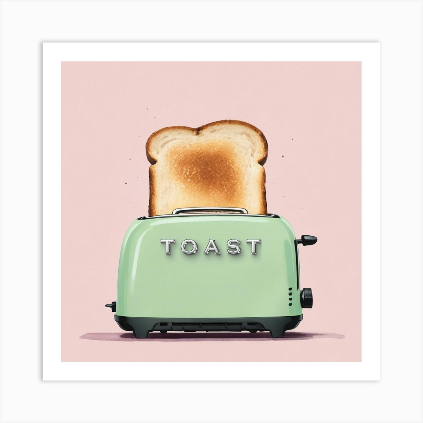 Pastel Pink Green Toaster Art Print by Designed By Lorna