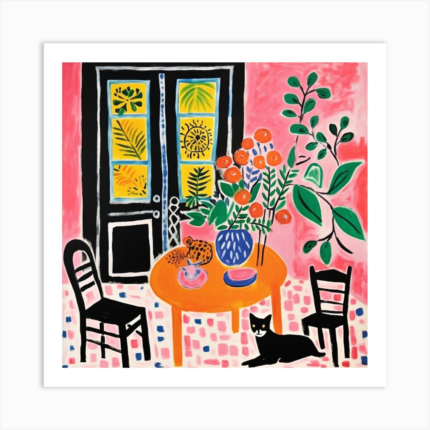Table And Chairs Art Print by FUNNY CATS ETC