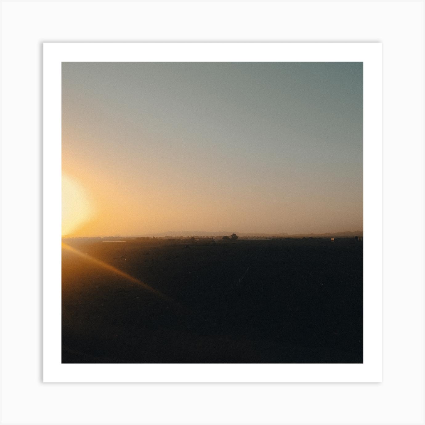 Sunset In The Desert Vintage Vibe Colour Nature Landscape Photography Square Art Print by Aimee Giles