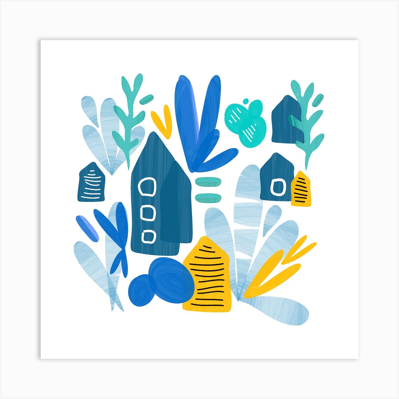 Blue Forest Art Print by Picket and Vine
