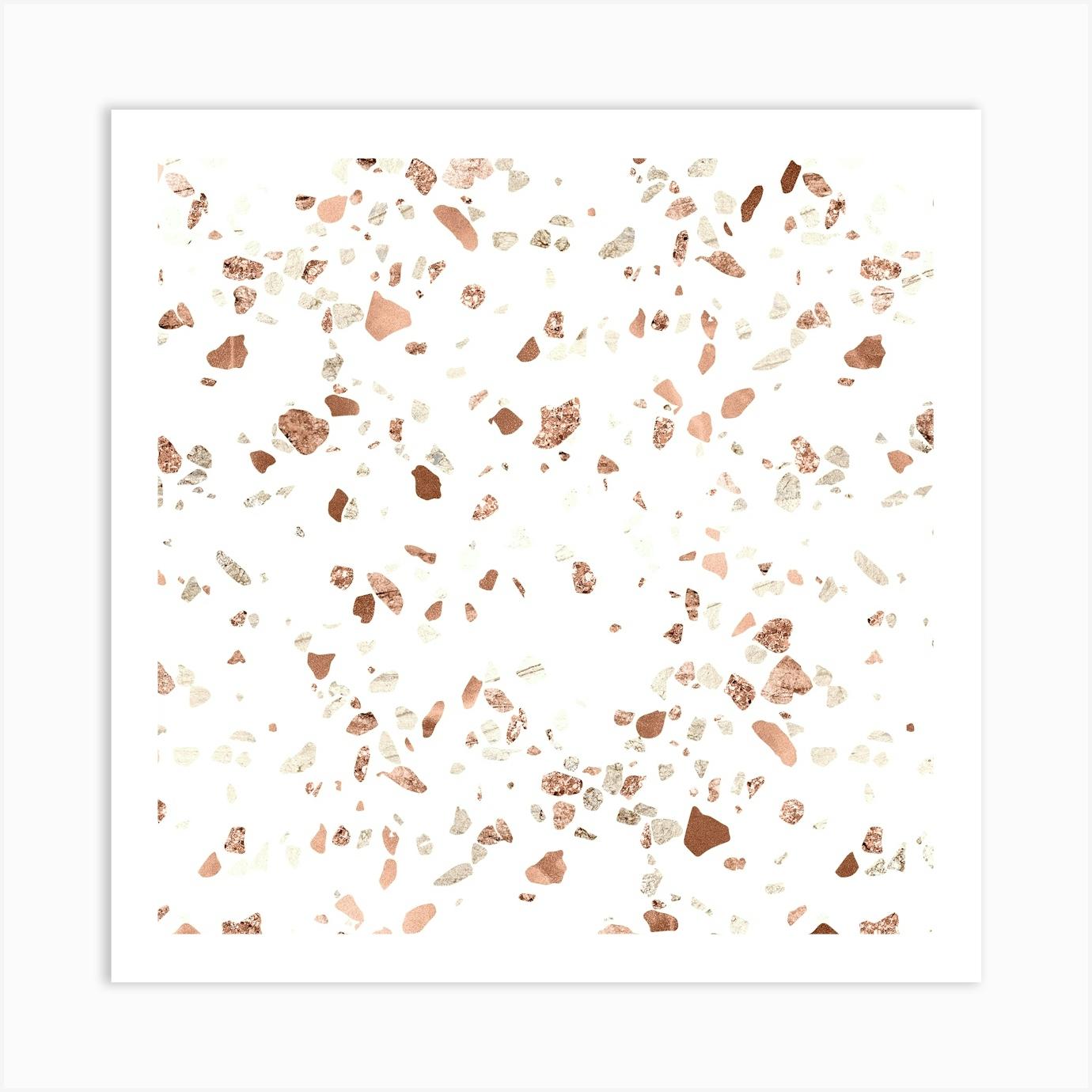 Rose Gold Pink Terazzo Art Print by NatureMagick