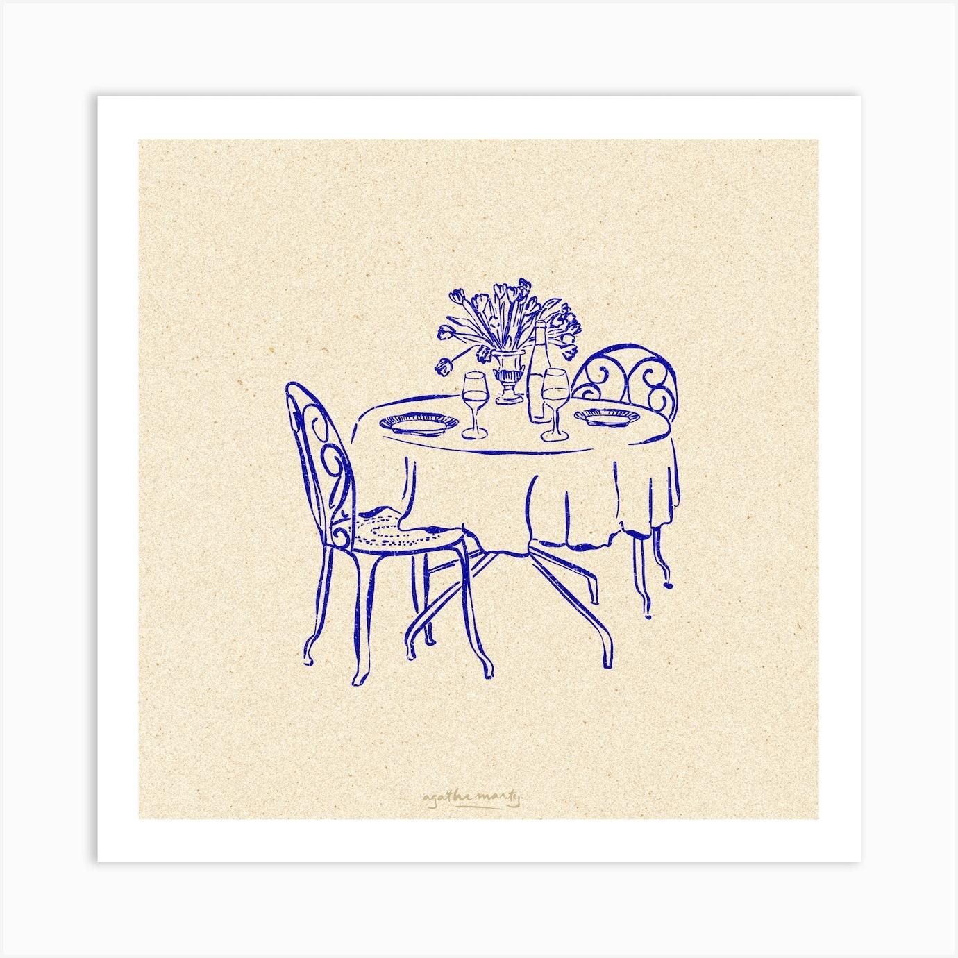 Table For Two Square Art Print by Agathe Marty