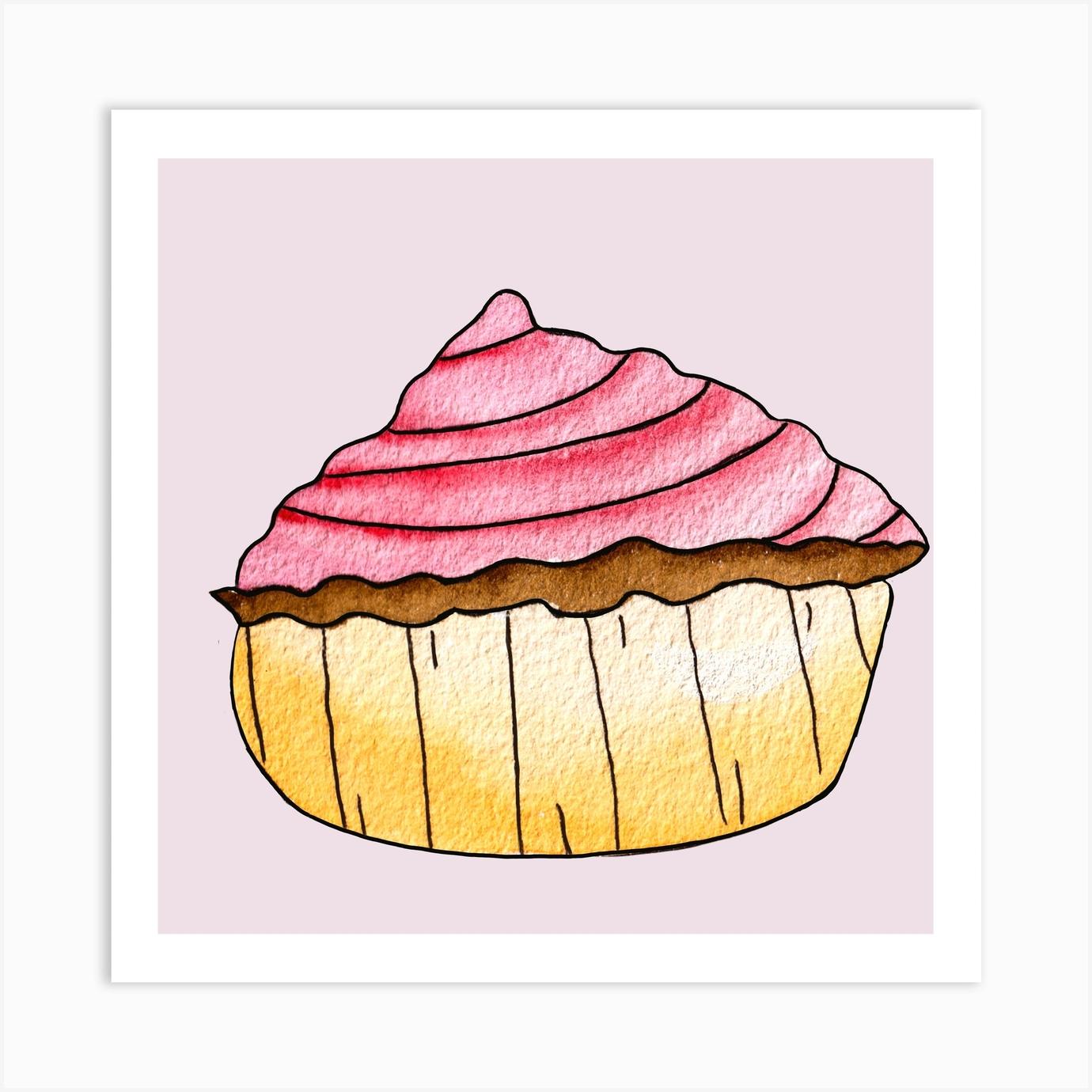 Gold And Pink Strawberry Cupcake Square Poster