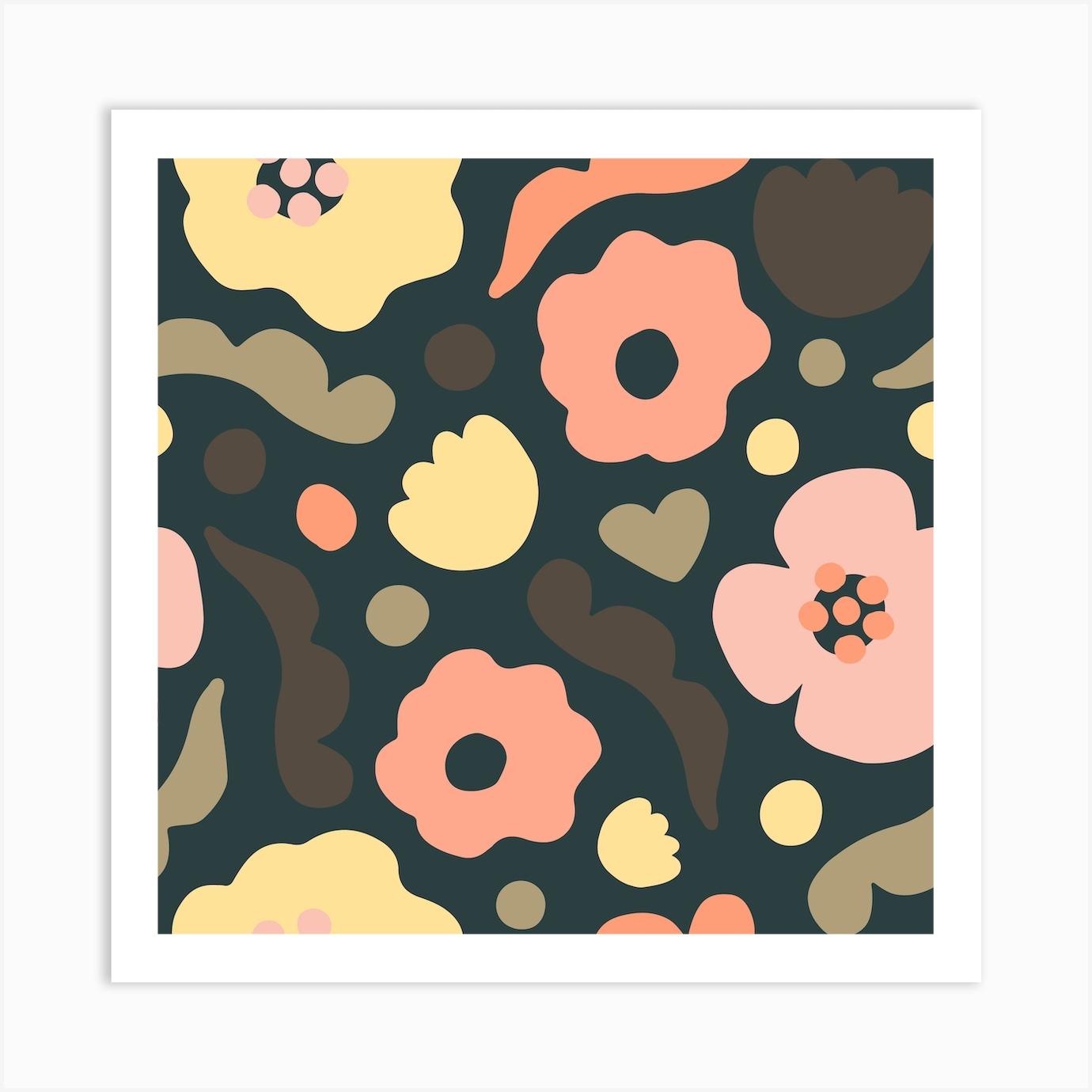 Modern Floral Pattern Art Print by Dani Teal Studio