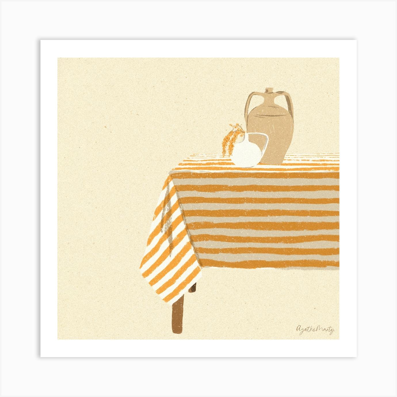 Jars On Table Square Art Print by Agathe Marty