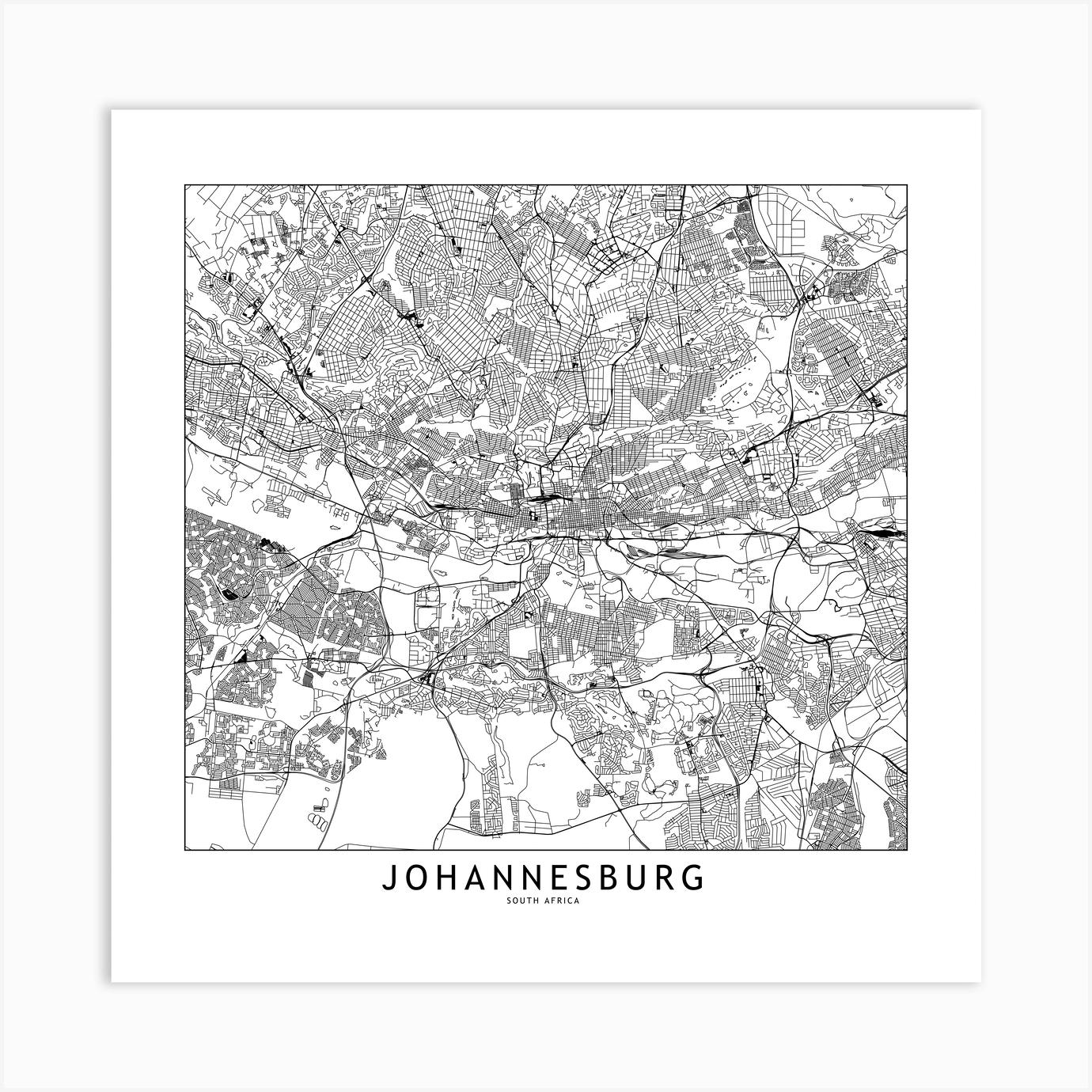Johannesburg Map Art Print by multipliCITY