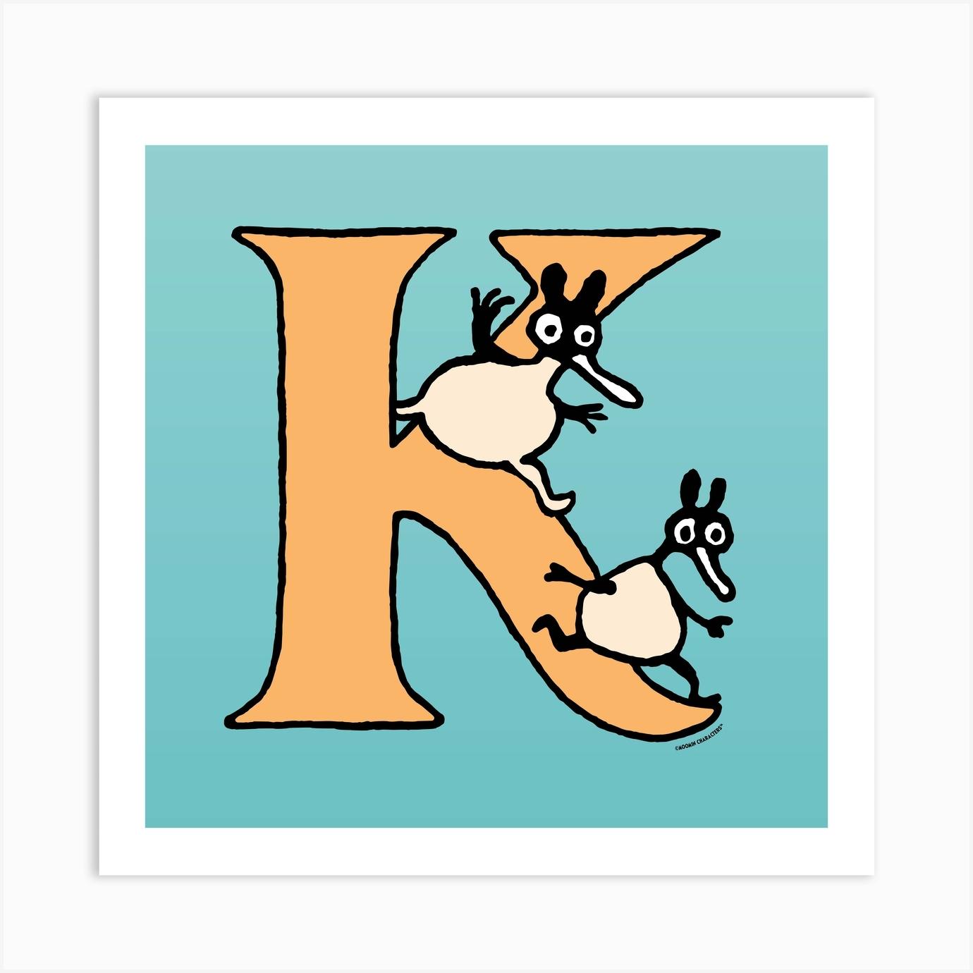Moomin Collection Alphabet Letter K kids art print by The Moomin Art Prints and Posters