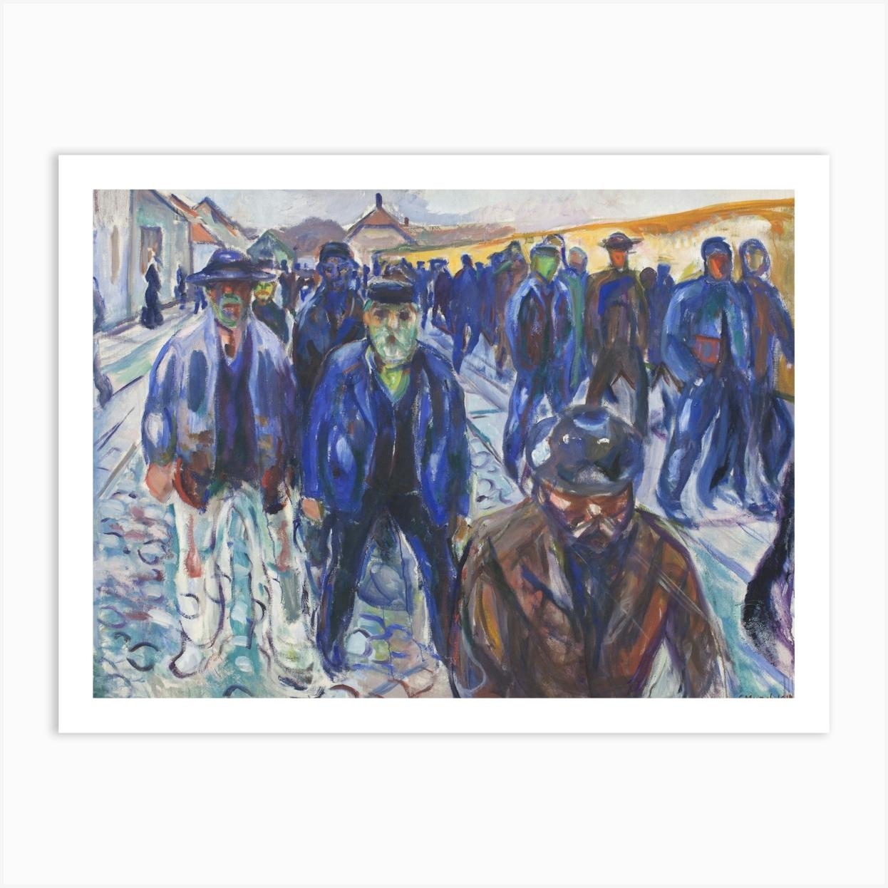 Workers On Their Way Home, Edvard Munch Art Print by Fy! Classic Art Prints and Posters
