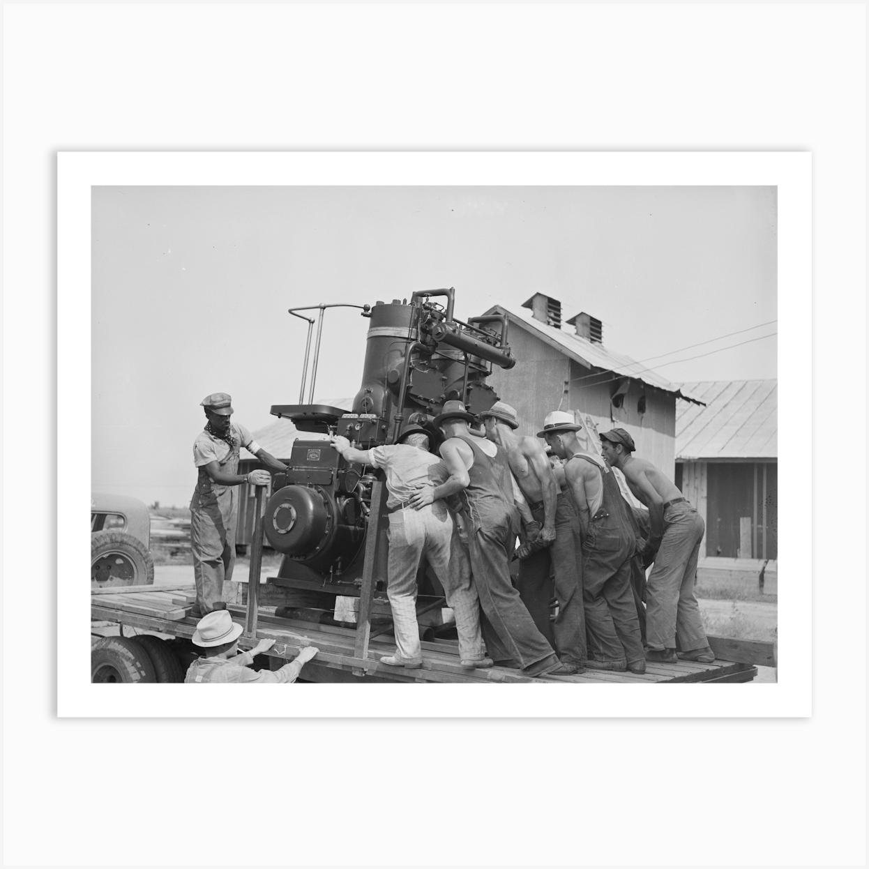 Manipulating Diesel Engine Which Will Be Used As Motor Power For Cotton Gin, Southeast Missouri Farms By Russell Art Print by Fy! Classic Art Prints