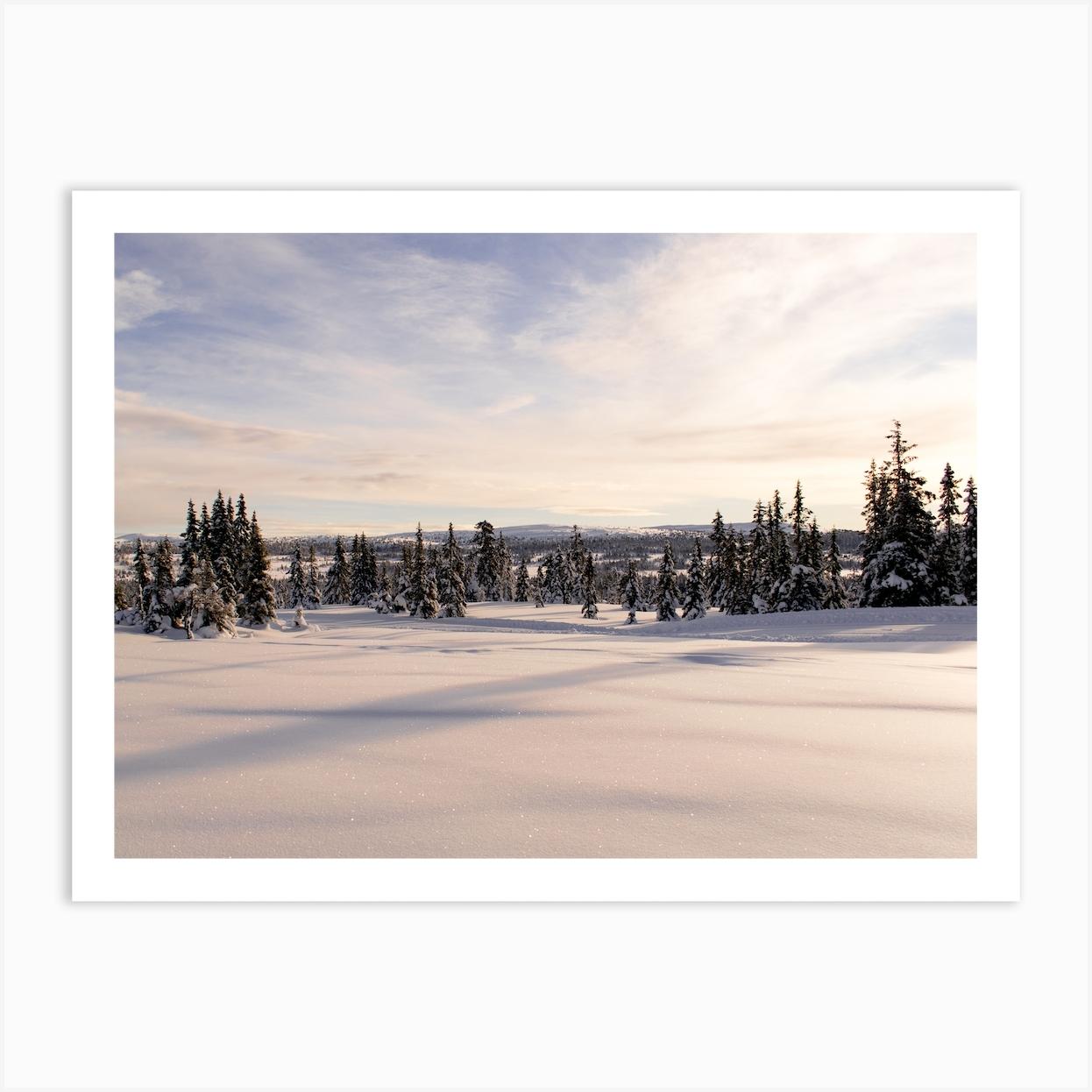 A sunny afternoon in Sjusjøen, Norway Art Print by My Daily Destinations