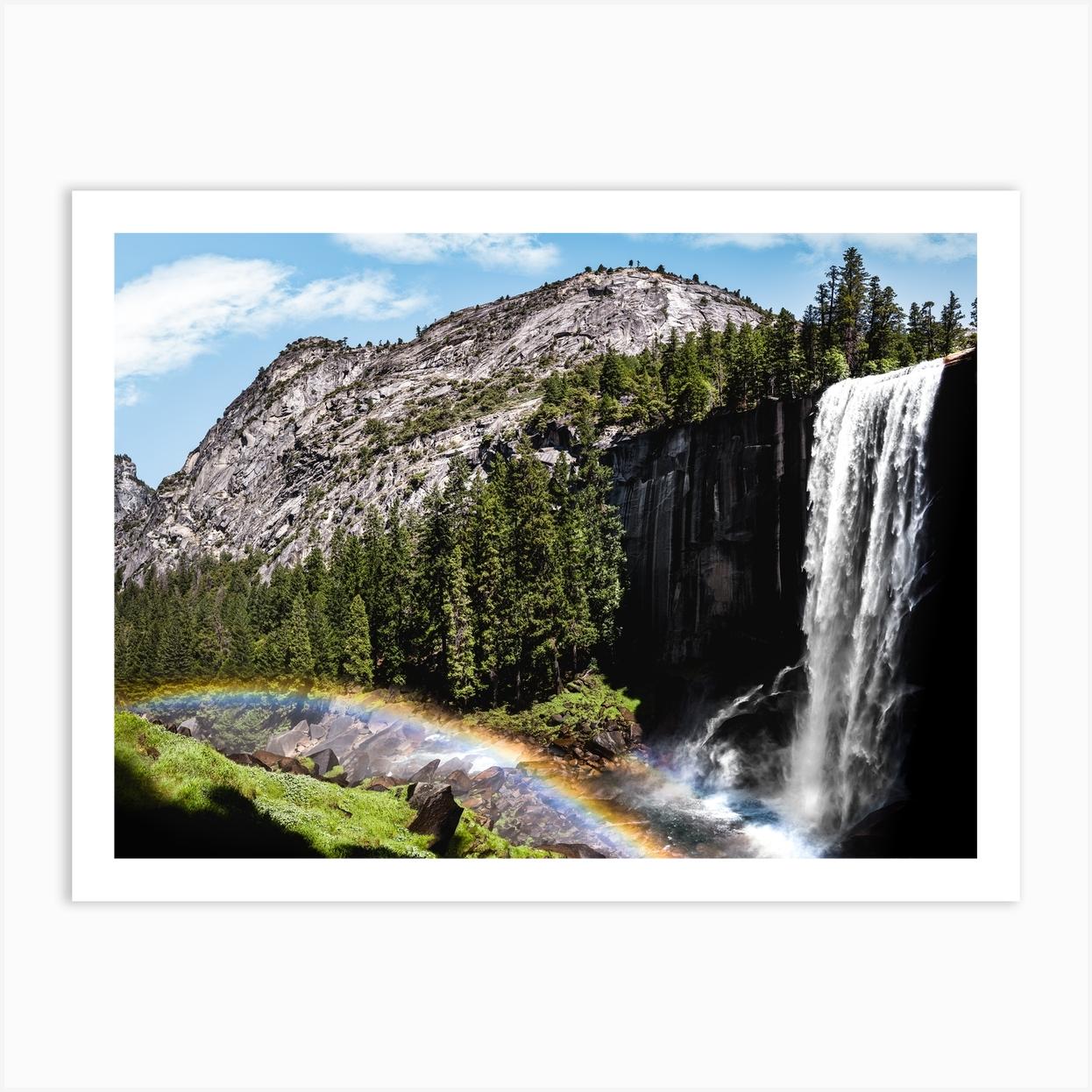 Yosemite National Park Waterfall Rainbow Art Print by Erica Fuchs Photography