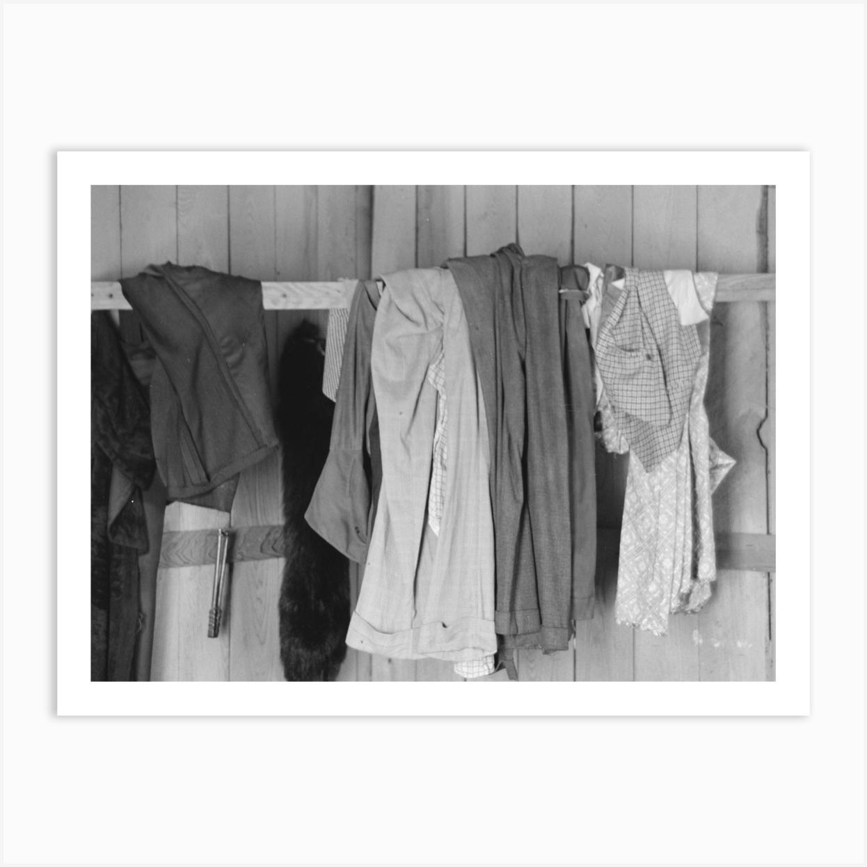 Southeast Missouri Farms, Clothes Hanging On Improvised Hangers In Sharecropper S Cabin By Russell Lee Art Print by Fy! Classic Art Prints and Posters