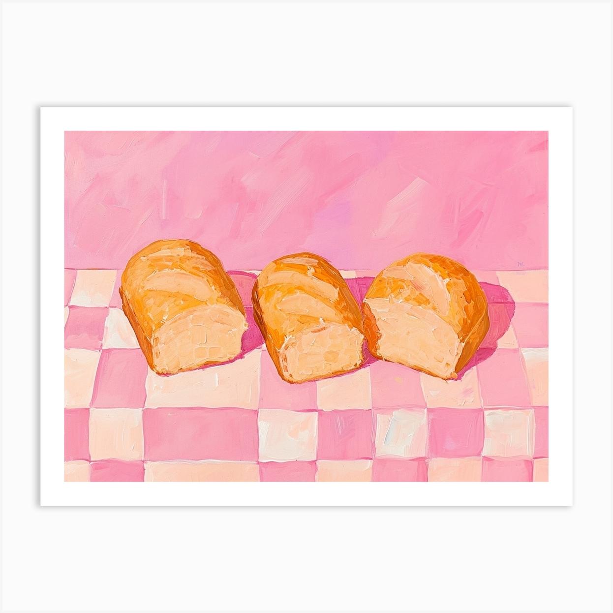 Bread Pink Checkerboard 3 Art Print by Artful Appetite