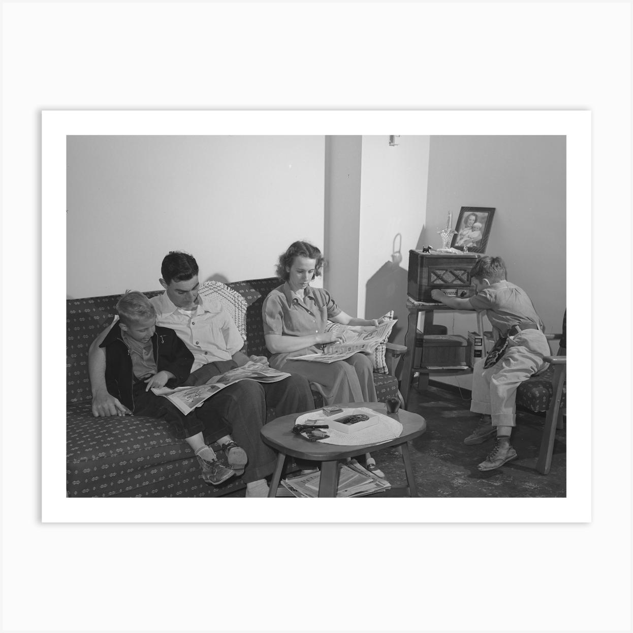 Family Of Marine In Their Living Room,They Live In One Of The Units Of The Navy Defense Housing Project Which Is Art Print by Fy! Classic Art Prints