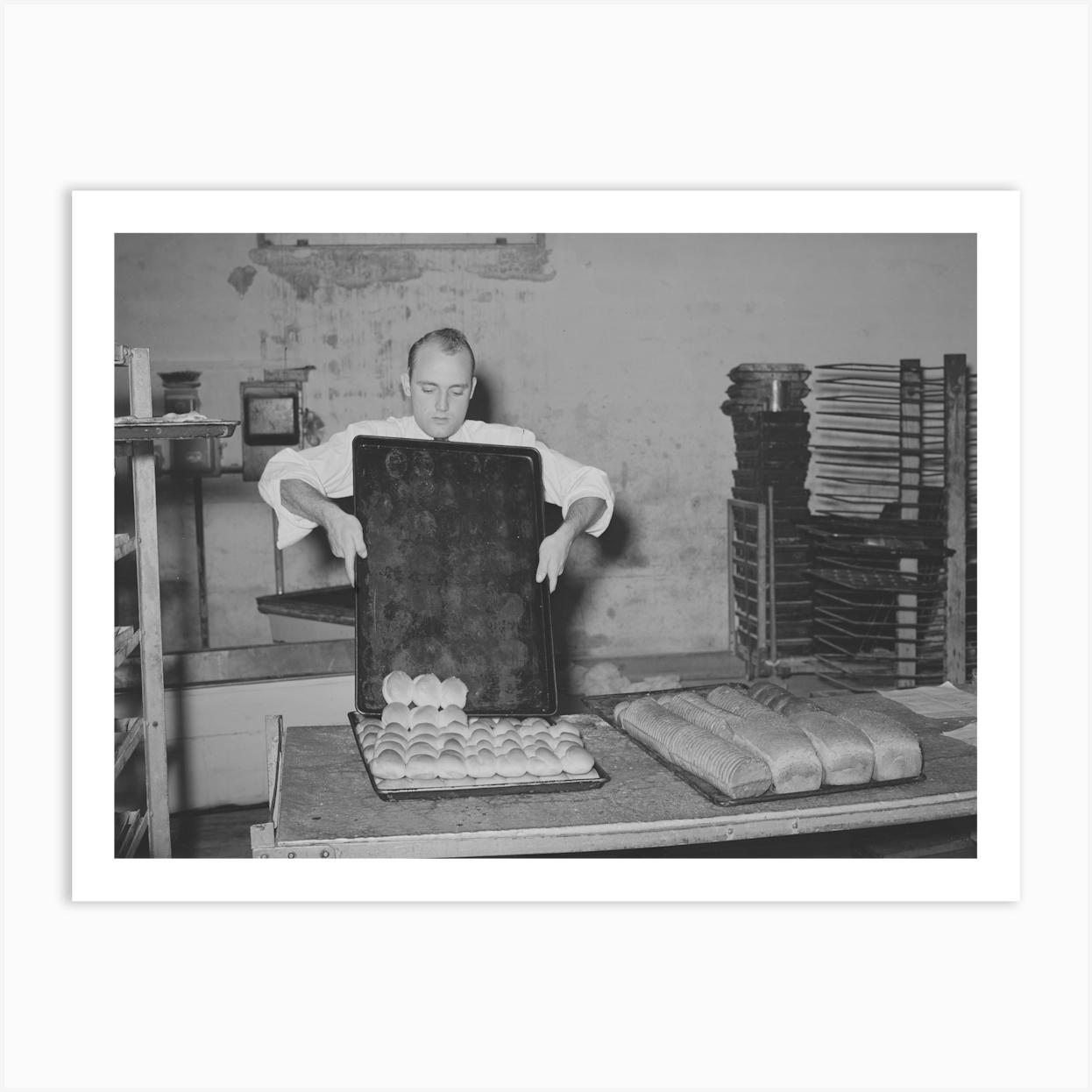 Removing Rolls From Tray At Bakery, San Angelo, Texas By Russell Lee Art Print by Fy! Classic Art Prints and Posters