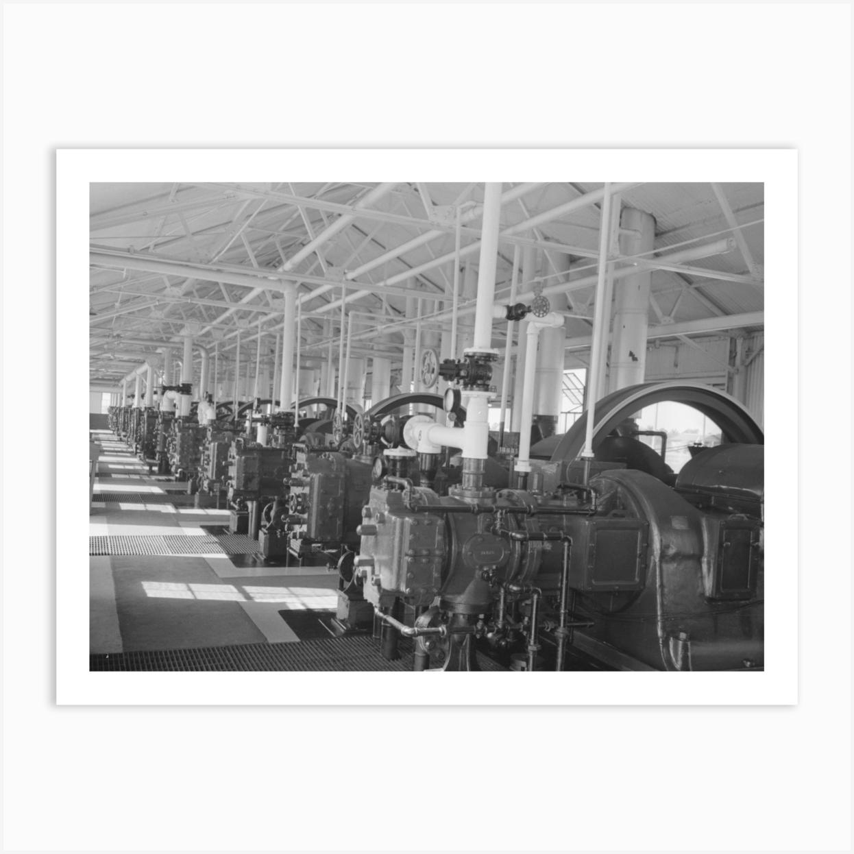 Interior Of Diesel Engine Motor Plant At Oil Refinery, Seminole, Oklahoma By Russell Lee Art Print by Fy! Classic Art Prints and Posters