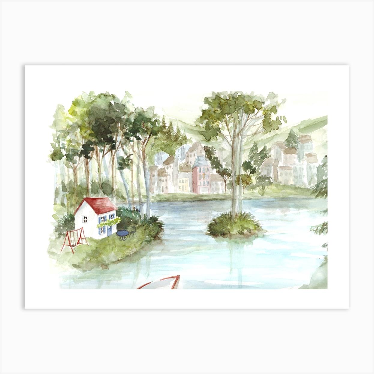 Dans La Barque Art Print by Delphine Balme
