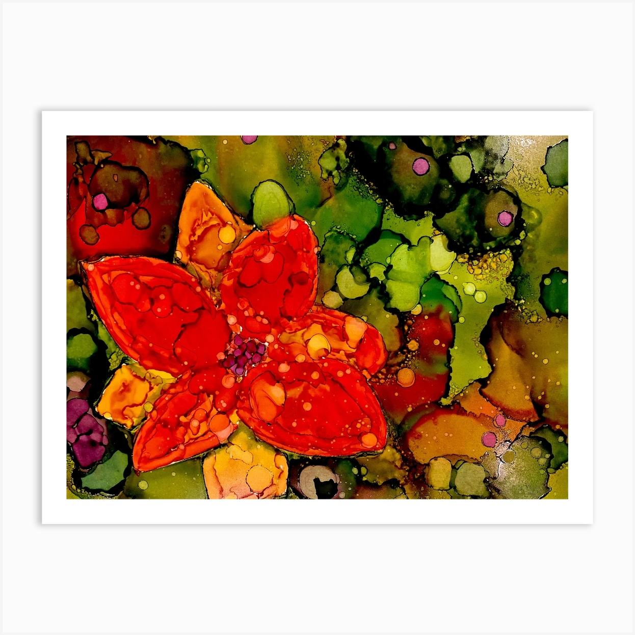 Pointsetta Art Print by Tara Hunt Art