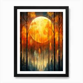 Full Moon In The Forest Art Print by WaveArt Studios - Fy