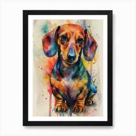 Dachshund dog colourful painting 1 Art Print by Sonjakul - Fy
