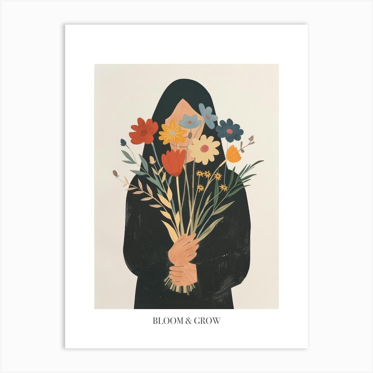 Bloom And Grow Spring Girl With Wild Flowers 6 Poster
