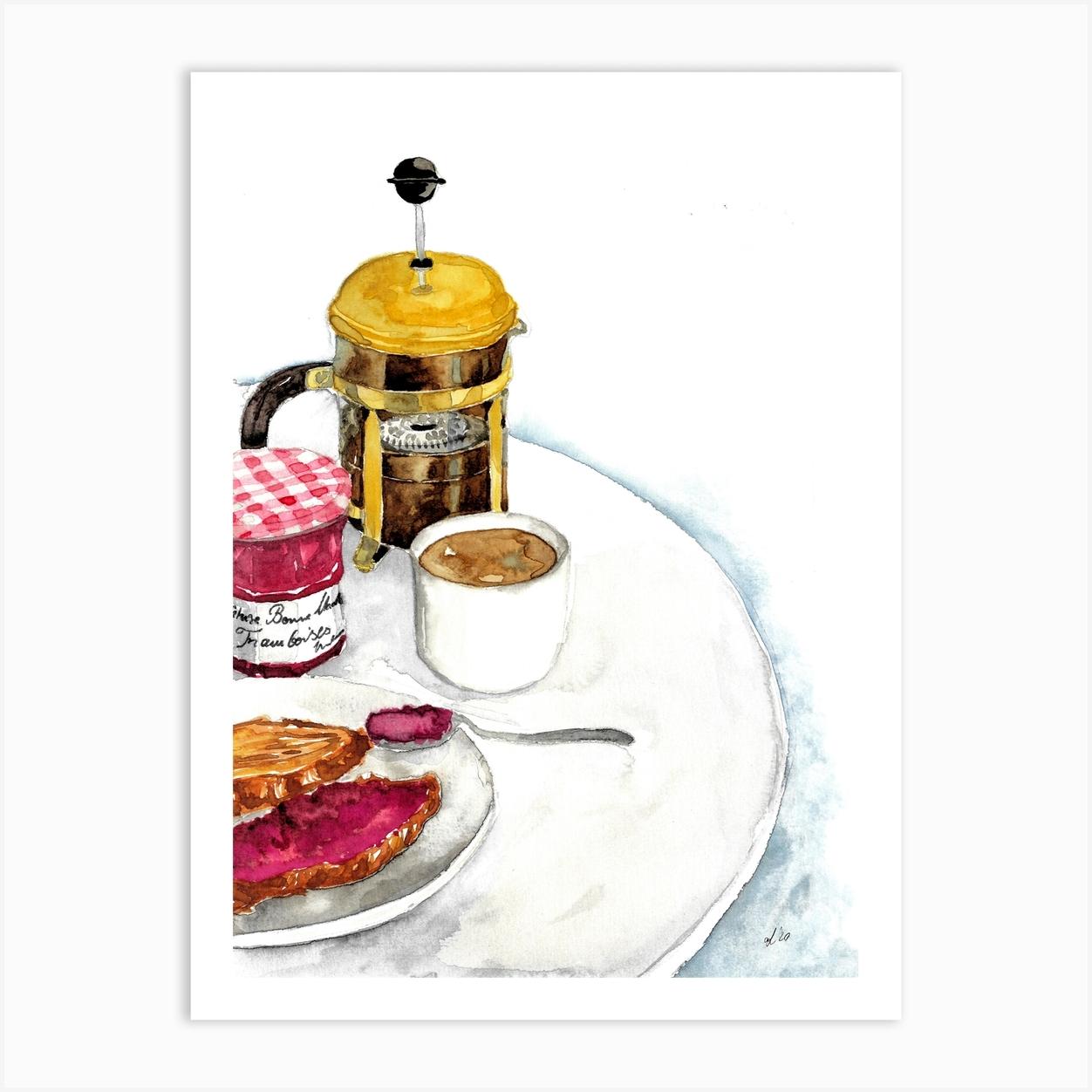 French Breakfast Table Art Print by Anny Liedloff