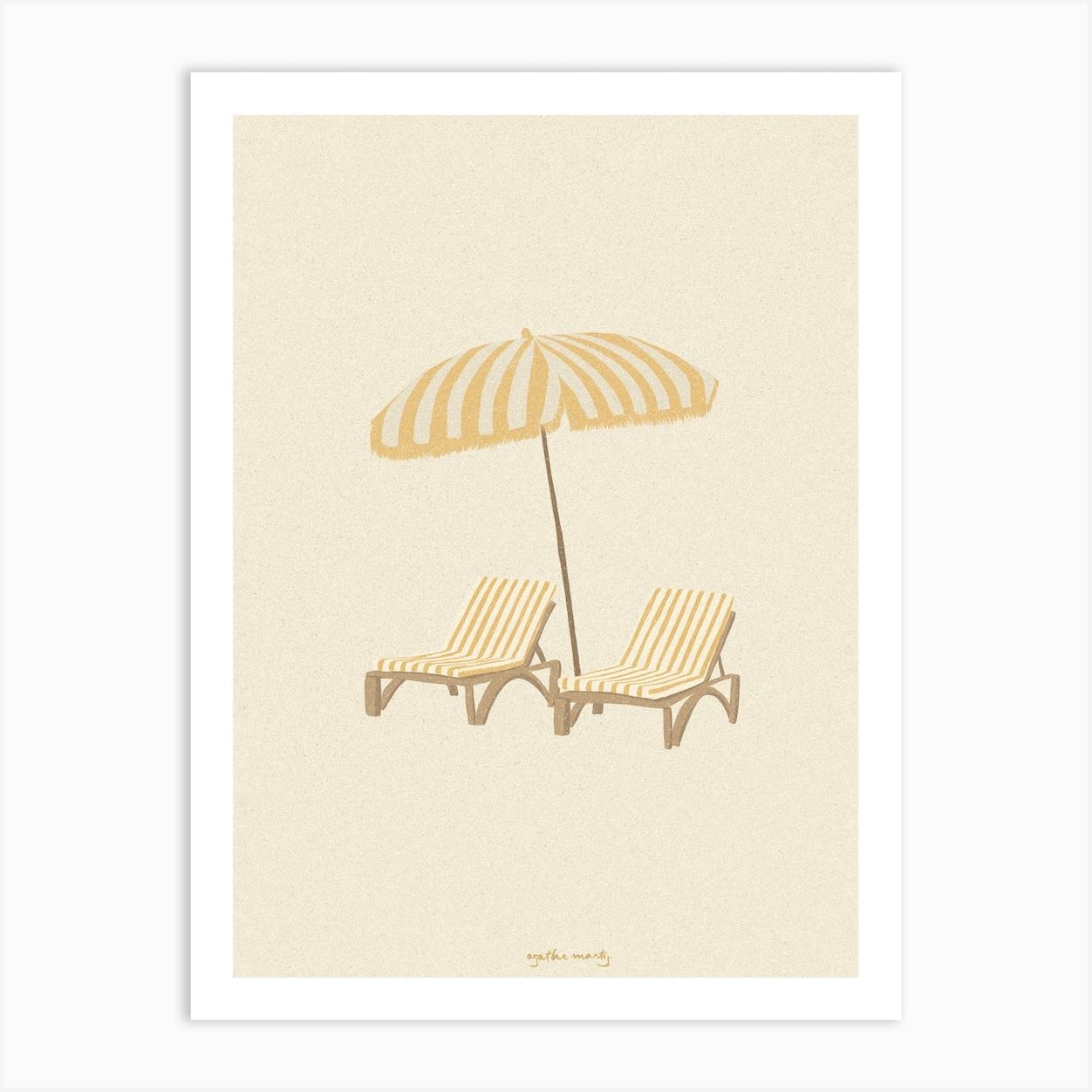 Summer Long Chairs Art Print Art Print by Agathe Marty