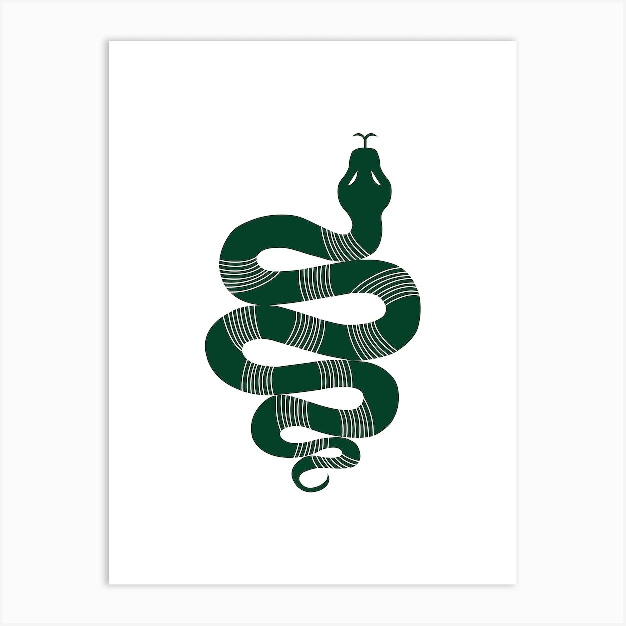 Large Snake Stripes Dark Green Póster