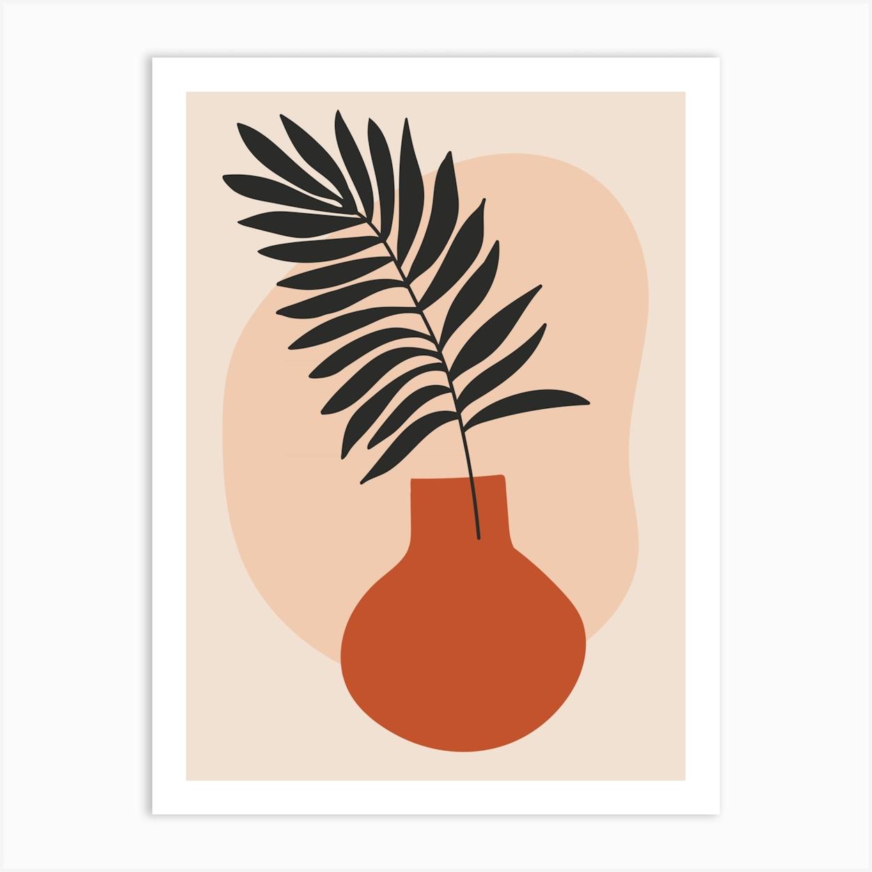 Vase, Boho, Bohemian, Botanical, Neutral, Home, Style, Decor, Kitchen, Bedroom, Living Room, Art, Inspo, Wall Print Art Print by PrintDeco