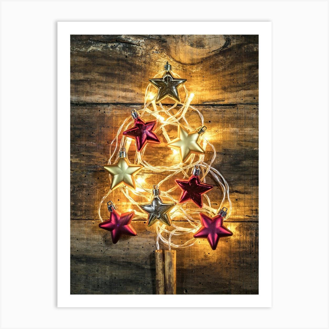 Christmas Tree On A Wooden Table Art Print by imagine