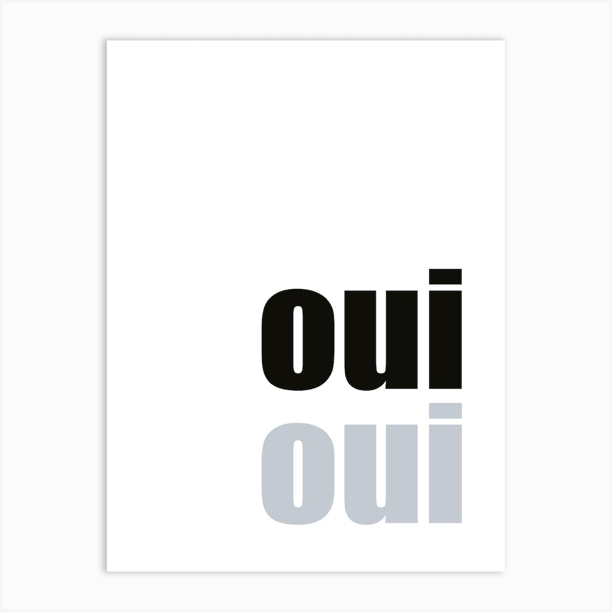 Black & White ‘Oui Oui’ Bathroom Art Print by Plum Tree Prints