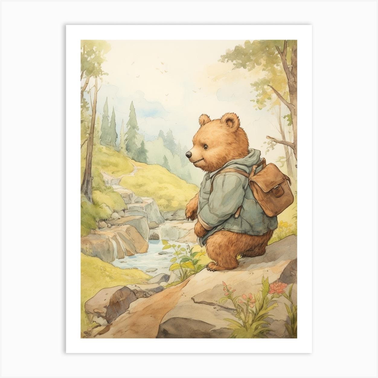 Storybook Animal Watercolour Wombat 2 Art Print by Scribble Studio
