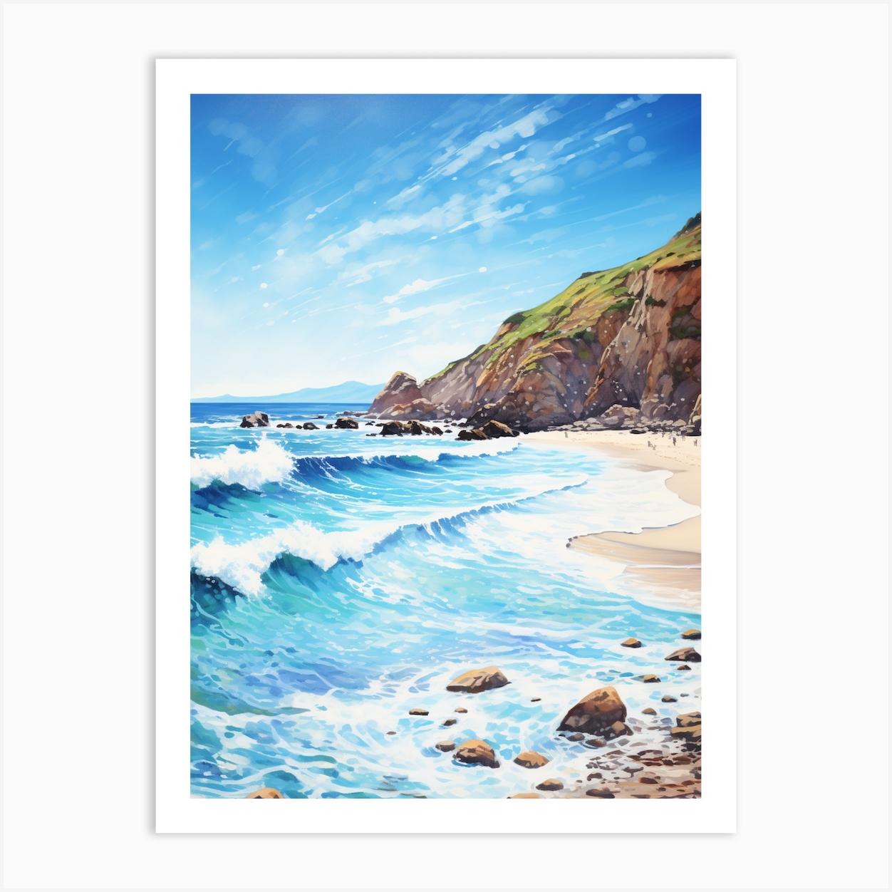 A Painting Of Pfeiffer Beach, Big Sur California Usa 5 Art Print by Sand & Surf Prints