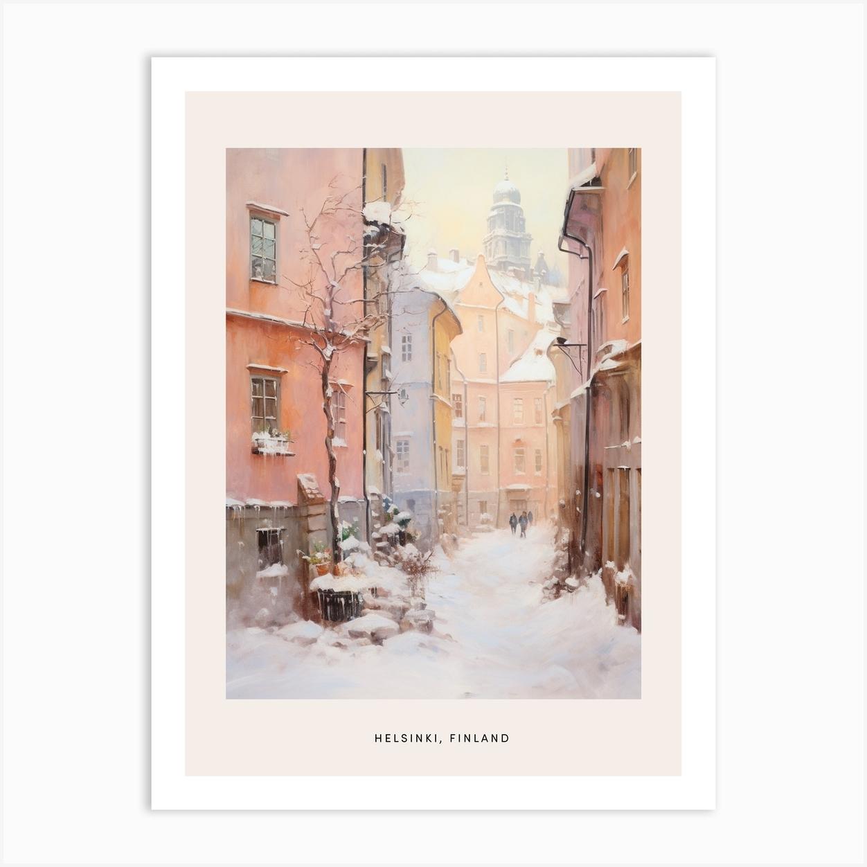 Dreamy Winter Painting Poster Helsinki Finland 1 Art Print by Bon Hiver Prints